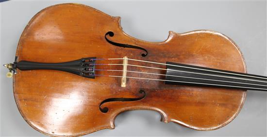 A three-quarter size cello outfit by Thibouville-Lamy, c.1890,